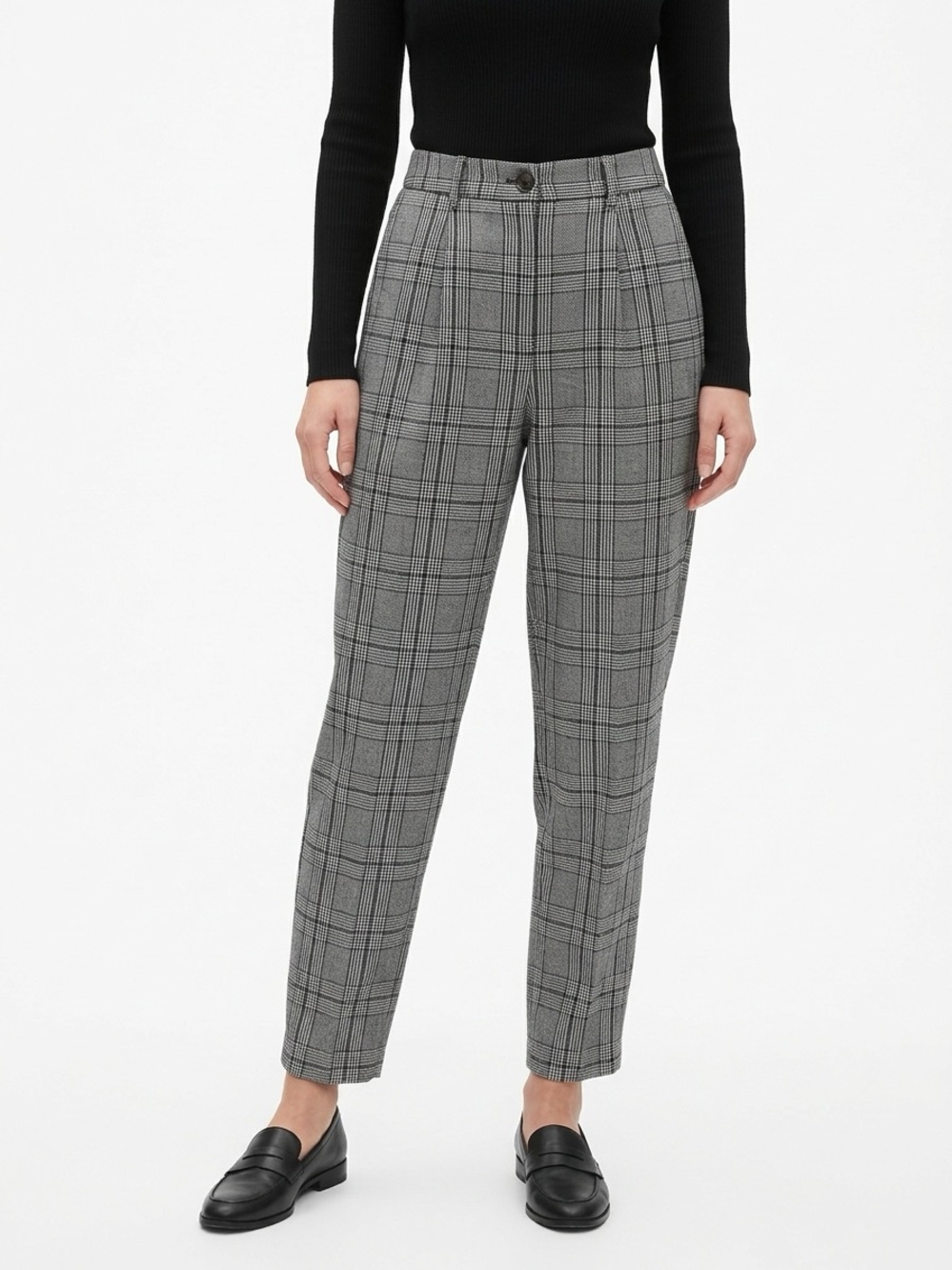 WILD FABLE | Black & White Plaid High-Waist Tapered Pants Women’s Size Small